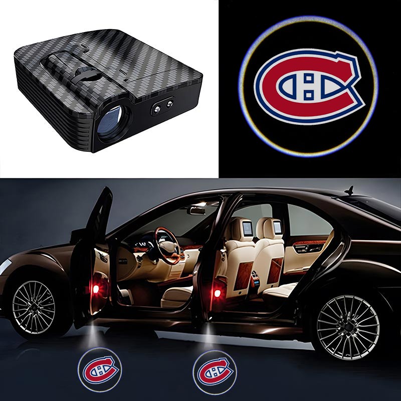 Montreal Canadiens car door lights project on the ground