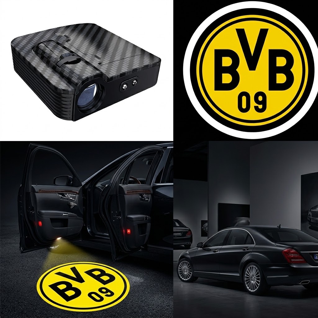 Borussia Dortmund Car Door Light — LED Ghost Shadow BVB Yellow and Black Crest Projector