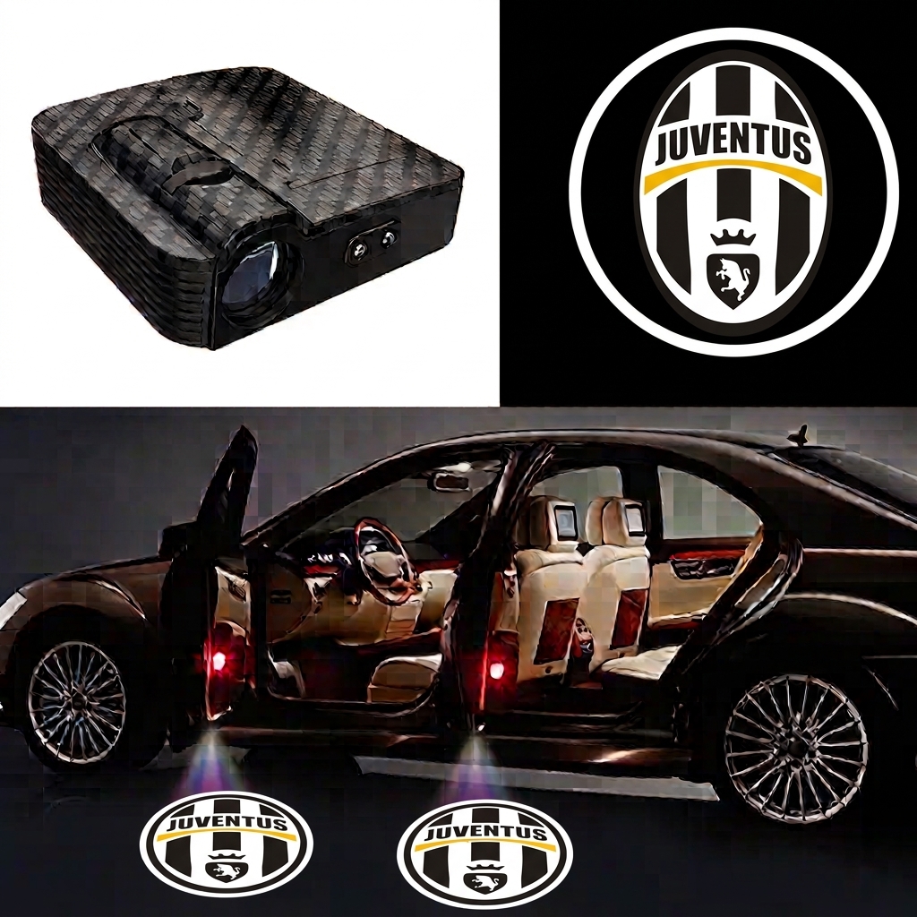 Juventus Car Door Light — LED Ghost Shadow Bianconeri Crest Logo Projector